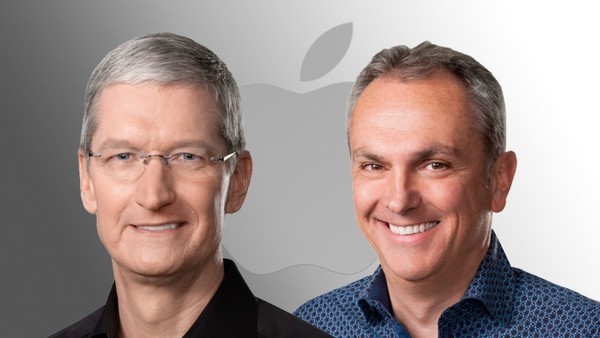 苹果首席财务官卢卡·马埃斯特里[右]因苹果季度业绩电话会议而闻名